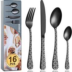 16-Piece Matt Black Unique Pattern Design