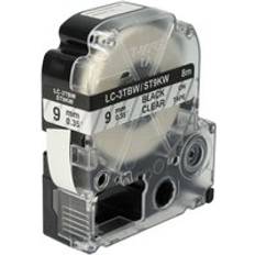 Transparent Labeling Tapes VHBW Label Tape Compatible With KingJim SR3900P SR40 SR530 SR530C SR550 SR6700D SR750 9mm Black on Transparent