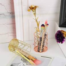 Grandado Makeup Brush Holder Wire Iron Pencil Holder Desk Accessories - Rose Gold