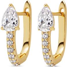 Nialaya CZ Hoop Earrings - Gold Plated Silver/Cubic Zirconia