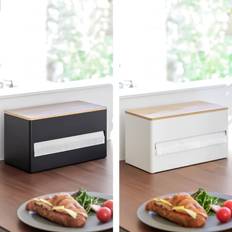 Yamazaki Home Paper Towel Dispenser Steel Wood Lid Paper Towel Holder
