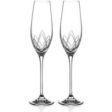 Diamante Home Flutes Pair Lotus Collection Hand Cut Crystal Champagne and Prosecco Glasses Set of 2 Champagne Glass
