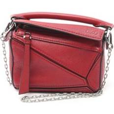 Loewe Preloved Puzzle Mini Handbags - Red Calfskin