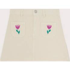 Skirts on sale Monsoon Kids' Embroidered Tulip Denim Skirt - Cream