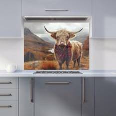Warren Reed Autumnal Highland Cow Kitchen Splashback 65 x 90 cm Splash Guard