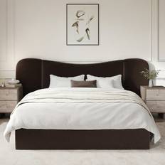Beds & Mattresses Samara Brown Velvet King Size Ottoman with Wide Curved Headboard Frame Bed