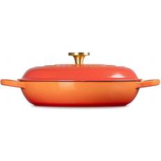 Shallow Casseroles Le Creuset Signature Round Braiser 5 Quart Flamme Dorée Limited Edition with lid