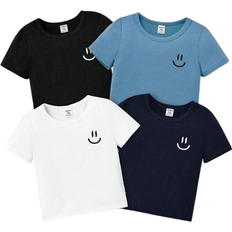 Shein Baby Boy Casual Simple pcs Printed Short Sleeve Round Neck Tops Set For Summer