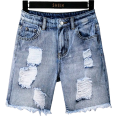 Shein Tween Boy Ripped Raw Hem Denim Shorts
