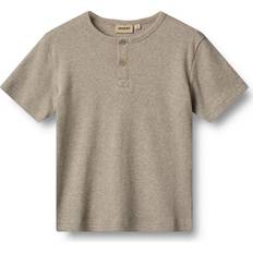 Beige T-shirts Wheat Kortærmet Rib T-shirt - Brun
