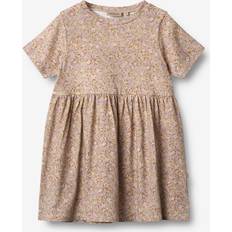 S Klänningar Barnkläder Wheat Kid's Jersey Dress S/S Anna Klänning Barn - Färg Beige/Brun