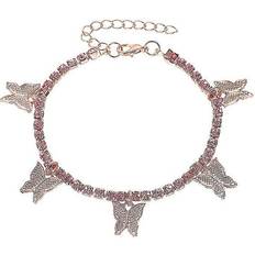 White Gold Anklets Wejoy Butterfly Anklet For Women - 18k Gold/White