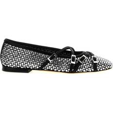 Mach & Mach Mach-Crystal Net Flat Shoes - Black