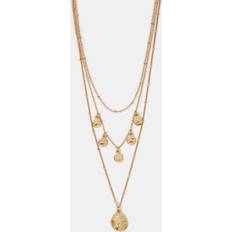 Accessorize Red Triple Layered Disc Necklace -