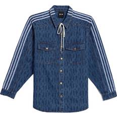 Adidas Blue Shirts adidas Ivy Park Crossover Stripe Solid Color Shirt - Denim Blue