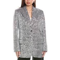 Silver Blazers Michael Kors Collection Sequin Boyfriend Blazer