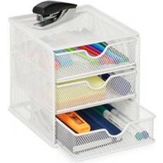 Relaxdays Desk Organiser 17 x 16 x 17 cm Metal White