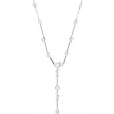 Rhodium Necklaces Swarovski Constella Y Necklace Crystal Pearl - White