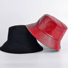 Red Hats Wejoy Unisex Casual Solid Color Double Sided Bucket Hat - Red