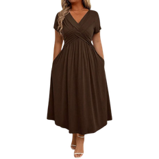 Shein Lässiges Twist-Front Kurzarm-Kleid - Einfarbig