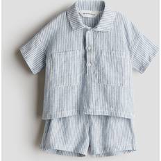 H&M 2-Delt Sæt I Hørblanding - Blå