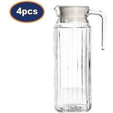 Ravenhead Glass jug 1l fridge jug ribbed w/ lid water juice lemonade drinkware 4pc Pitcher