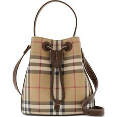 Burberry Polyester Bucket Bags Burberry Checked Mini Bucket Bag - Women's - Leather