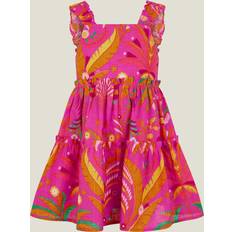 Pink Dresses Children's Clothing Accessorize Ornamental Leaf Print Dress - Pink