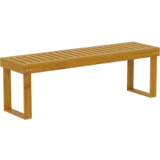 Teak bänk Utemöbler OutSunny Trädgård Bänk 2-sits Rustik 132 x 34 x 43 cm Teak Trädgårdsbänk