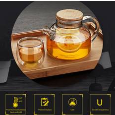 Transparent Teapots HG Hg Glass Set with 6 Cups 500ml High Borosilicate Glass Stovetop Safe Tea Teapot