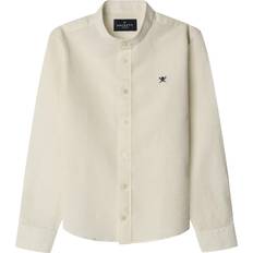 Beige Shirts Hackett London Kids' Cotton-Linen Porter Collar Shirt - Optic White