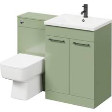 Bathroom Furniture Napoli Olive Green 1100mm Vanity Unit Toilet Suite with 1 Tap Hole Basin and 2 D