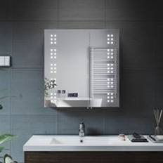 Bathrrom Wall Cabinet Illuminated Led Mirror Demister Pad Shaver 630 x 650 mm