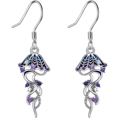 Shein pair Dreamy Beach Style Exquisite Ocean Purple Jellyfish Pendant Earrings Decorated With Rhinestones For Women