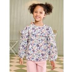 S Blouses & Tunics Children's Clothing Vertbaudet Floral Print Frill Blouse - White