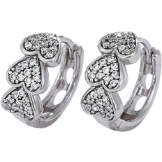 Shein pcs Elegant Fashionable Copper Cubic Zirconia Heart Shaped Hoop Earrings For Womens Daily Wear