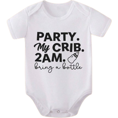 9-12M Bodysuits Shein Baby Boy Casual Creative Milk Bottle Letter Print Bodysuit Short Sleeve