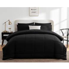 CozyLux King Size Comforter Set 7 Pieces Bed Linen Black (274.3x259.1cm)