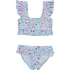 Bikinis Children's Clothing Snapper Rock UPF50+ Scoop Neck Frilled Crop Bikini Daisy Chain - Blue