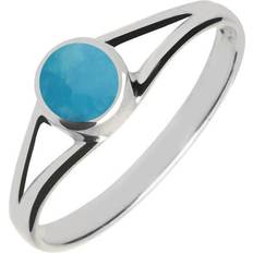 Turquoise Jewellery C W Sellors Sterling Silver Turquoise Round Split Shoulder Ring - Silver