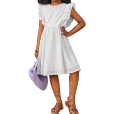 Ruffles Dresses Shein Tween Girl Casual SpringSummer Solid Woven Dress