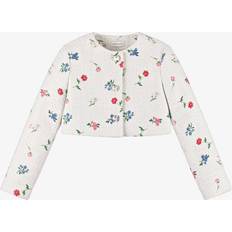 Monnalisa Girls Shimmer Floral Tweed Jacket - White