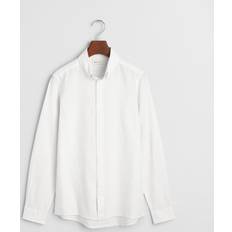 Cotton Linnen Botton Down Longsleeve Shirt - Vit