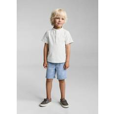 80 Skjortor Mango Striped Mao Collar Shirt - Vit