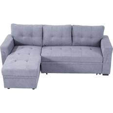 3-Seater Upholstered Corner Bed with Storage Grey One Size
