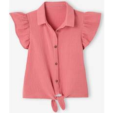 Red Blouses & Tunics Children's Clothing Vertbaudet Tie-Front Blouse in Cotton Gauze - Tomato Red