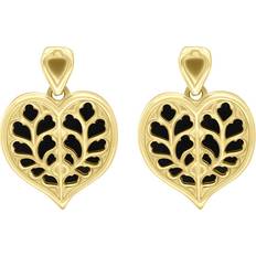 Yellow Earrings C W Sellors 9ct Yellow Gold Whitby Jet York Minster Heart Stud Drop Earrings - Yellow Gold