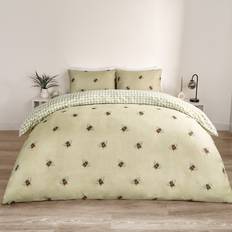 OHS Bee Striped Duvet Cover Green, Beige (230x220cm)