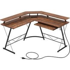 B2A Nordic AB Hörnskrivbord Med Uttag USB-Laddningsport Rustikbrun Skrivbord 130x130cm