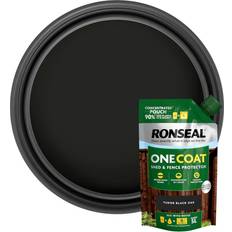 Black fence paint Ronseal One Coat Shed and Fence Pouch 950ml Wood Paint Black